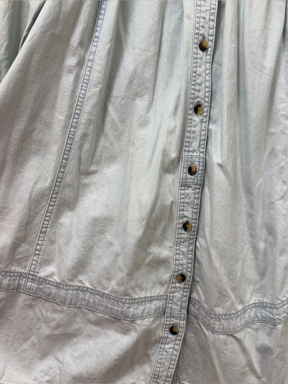 Free People Light Wash Denim Button-Front Smock Tunic Dress Size XS